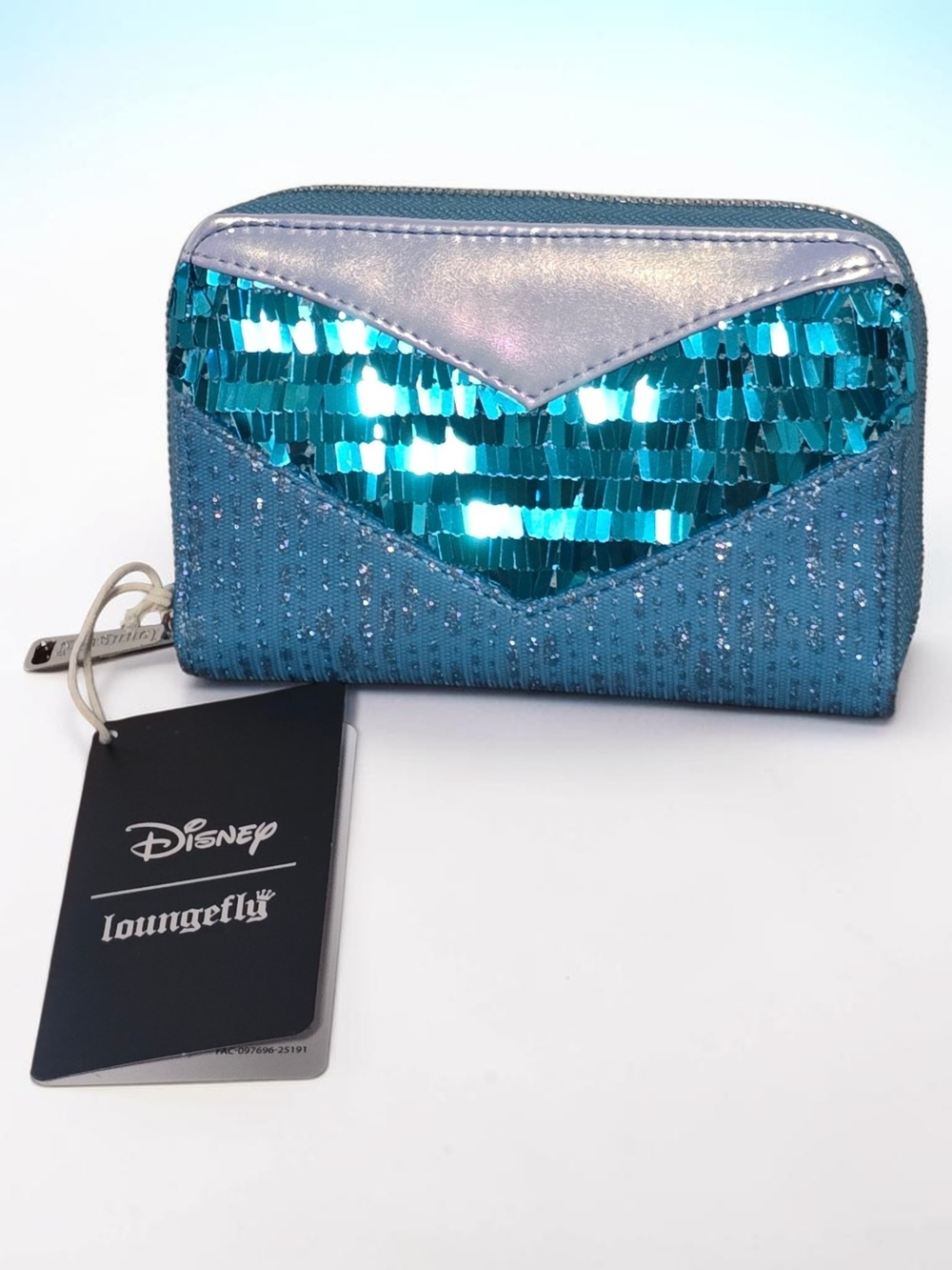 Loungefly Disney Frozen Elsa Glitter Sequin Cosplay Zip Around Wallet NWT